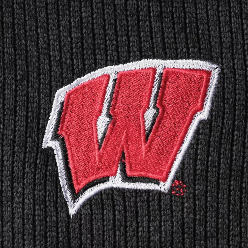 💝 Men’s Champion Charcoal Gray Wisconsin Badgers Ribbed Quarter Zip Pullover 2XL - Picture 5 of 6